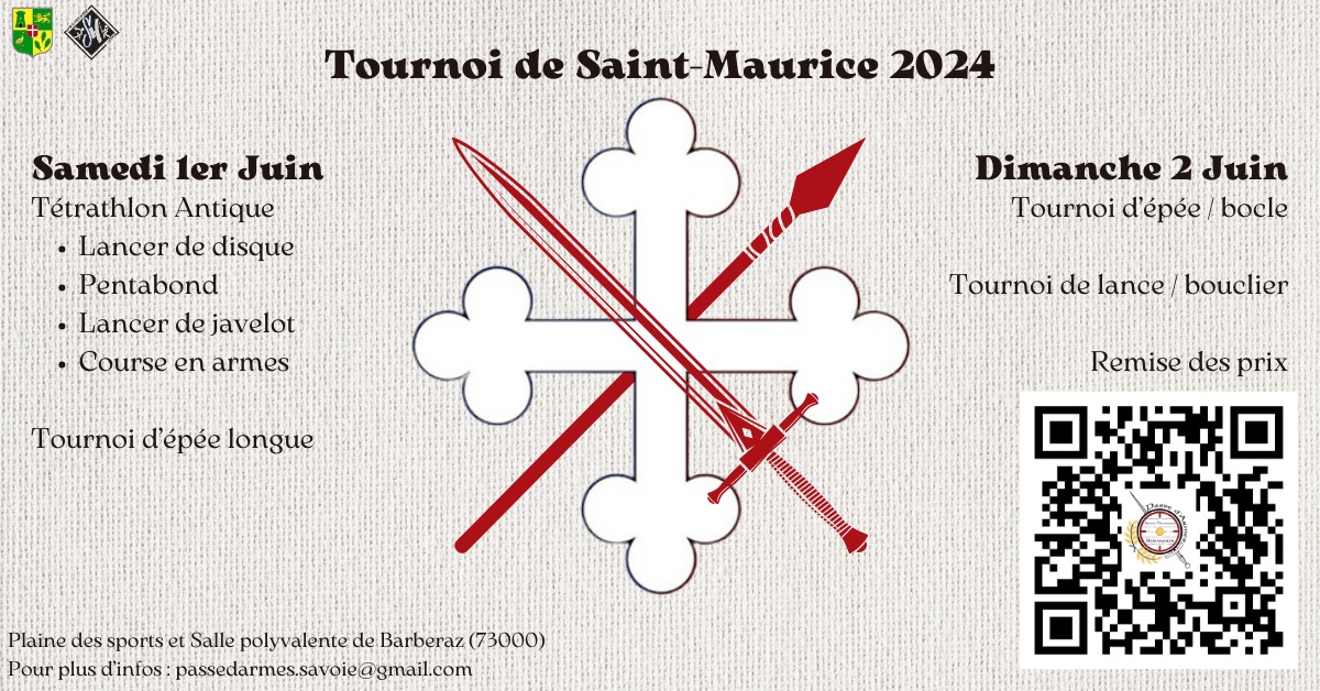 Affiche qui donne des informations sur l'organisation du tournoi de Saint-Maurice par l'association Passe d'Armes